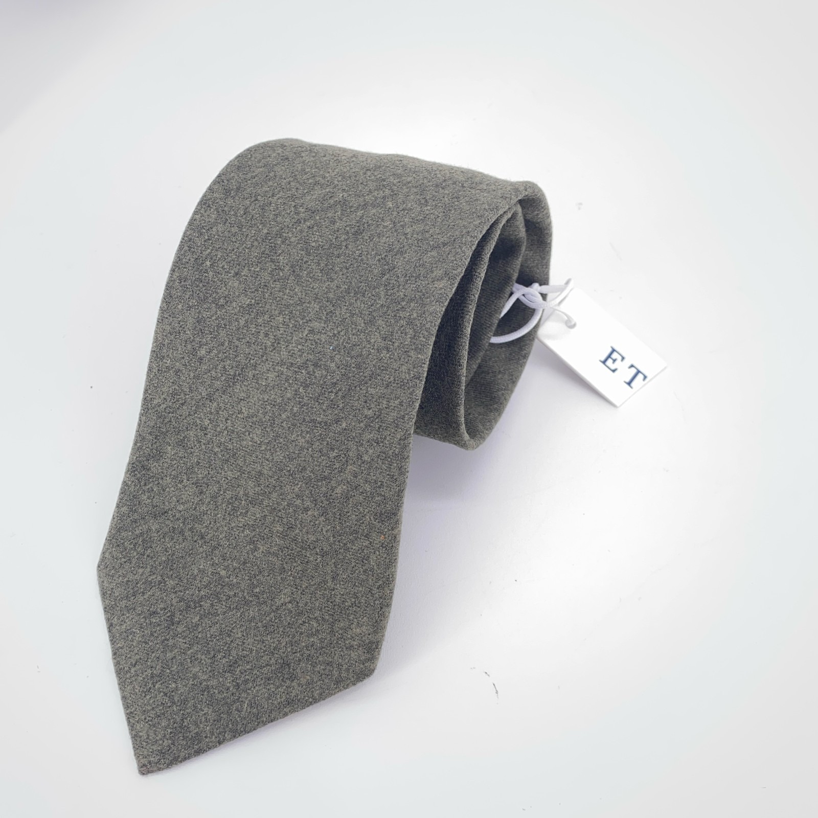 Eton Tie Mens One Size Green Wool Professional Classic Fit Necktie Italy Made